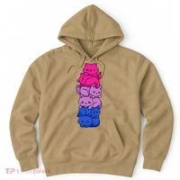 Bi Pride Cat LGBT Bisexual Flag Cute Kawaii Cats Pile Gift Hoodie thumb 0