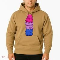 Bi Pride Cat LGBT Bisexual Flag Cute Kawaii Cats Pile Gift Hoodie thumb 2