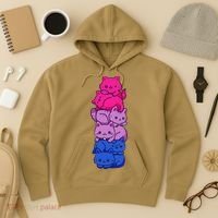 Bi Pride Cat LGBT Bisexual Flag Cute Kawaii Cats Pile Gift Hoodie thumb 3