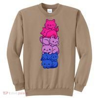 Bi Pride Cat LGBT Bisexual Flag Cute Kawaii Cats Pile Gift Sweatshirt thumb 0