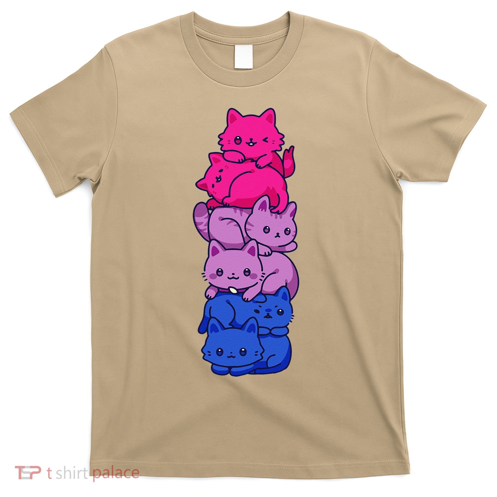 Bi Pride Cat LGBT Bisexual Flag Cute Kawaii Cats Pile Gift T-Shirt
