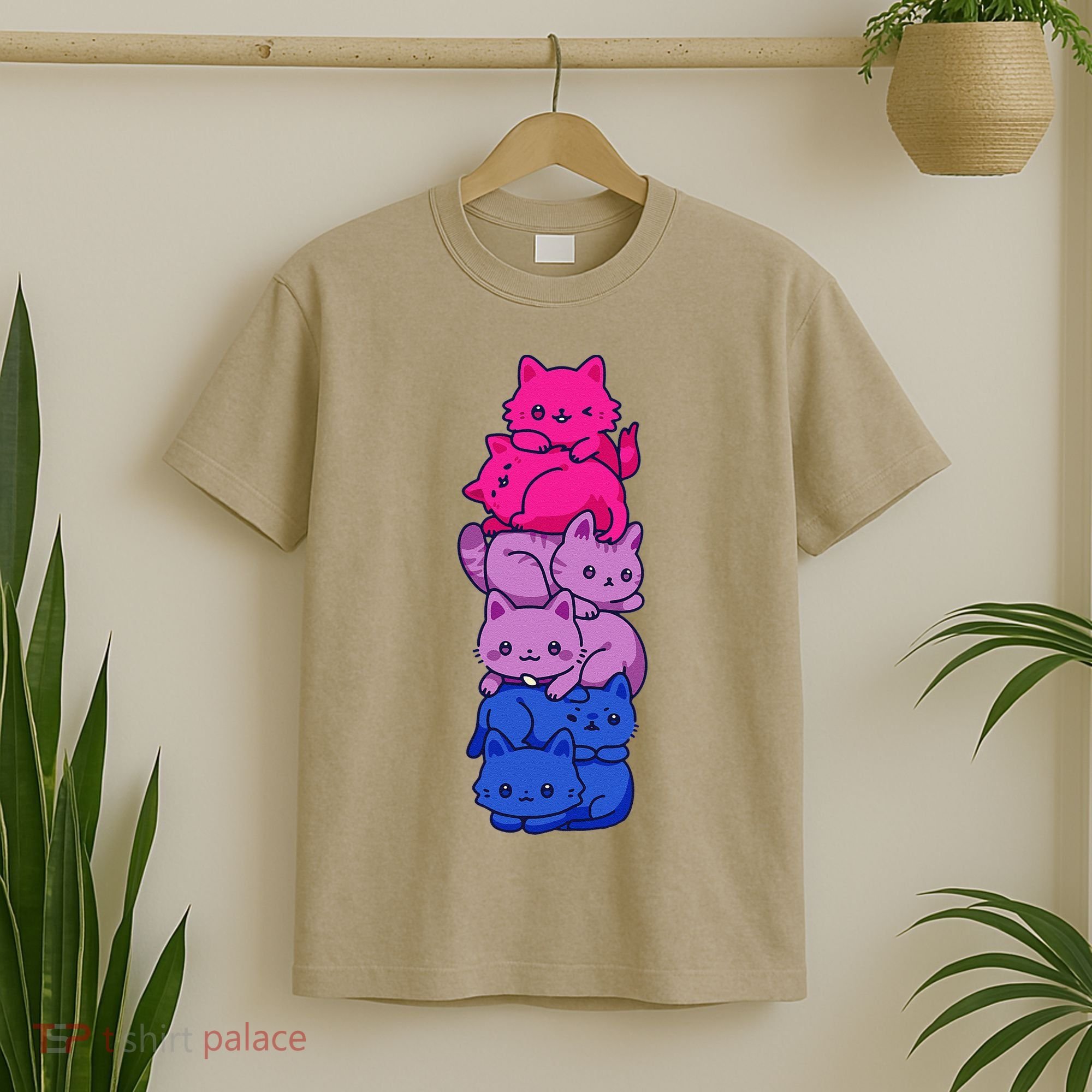 Bi Pride Cat LGBT Bisexual Flag Cute Kawaii Cats Pile Gift T-Shirt
