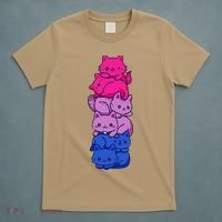 Bi Pride Cat LGBT Bisexual Flag Cute Kawaii Cats Pile Gift T-Shirt thumb 5
