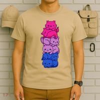 Bi Pride Cat LGBT Bisexual Flag Cute Kawaii Cats Pile Gift T-Shirt thumb 6