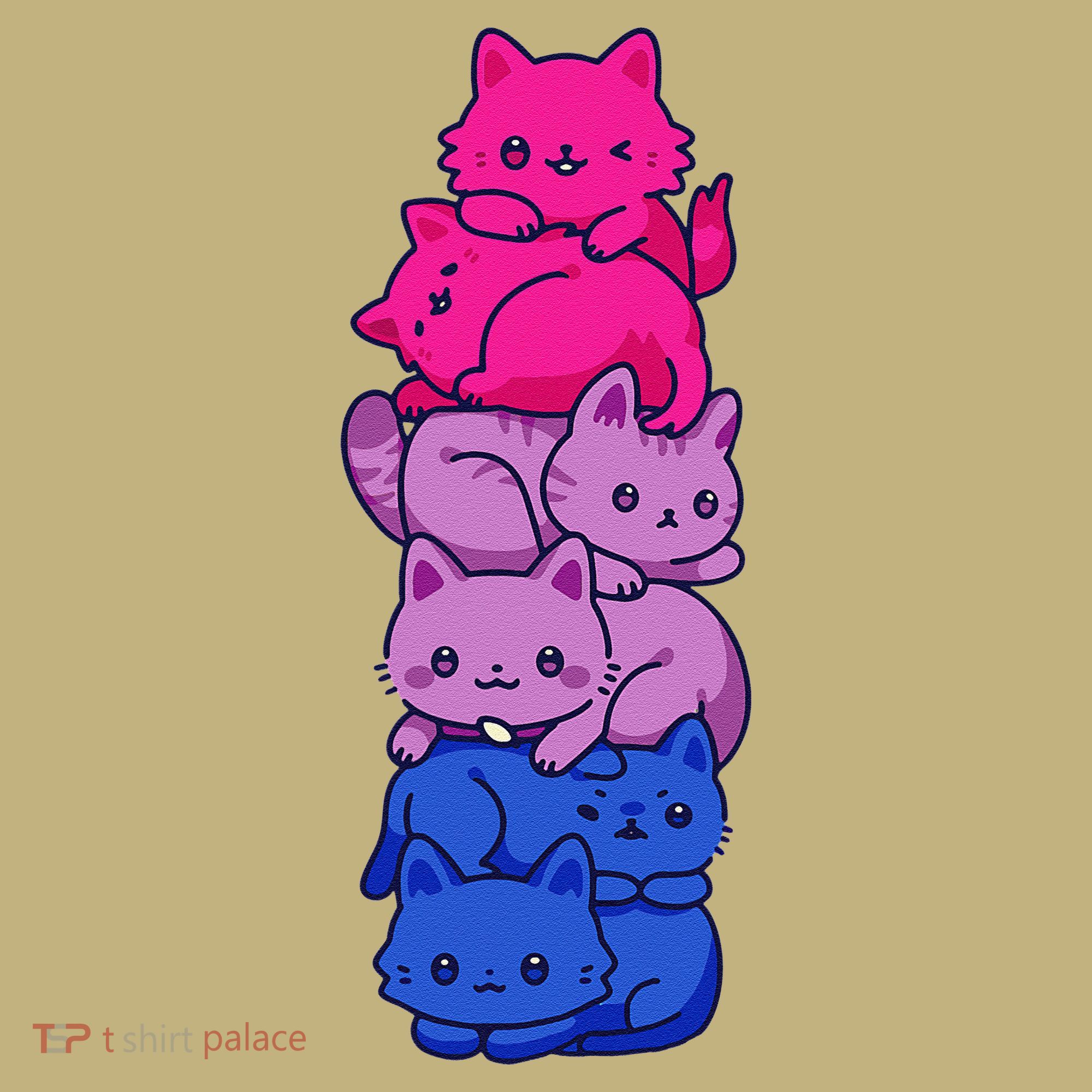 Bi Pride Cat LGBT Bisexual Flag Cute Kawaii Cats Pile Gift T-Shirt