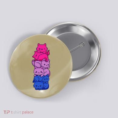 Bi Pride Cat LGBT Bisexual Flag Cute Kawaii Cats Pile Gift Button