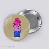 Bi Pride Cat LGBT Bisexual Flag Cute Kawaii Cats Pile Gift Button thumb 0