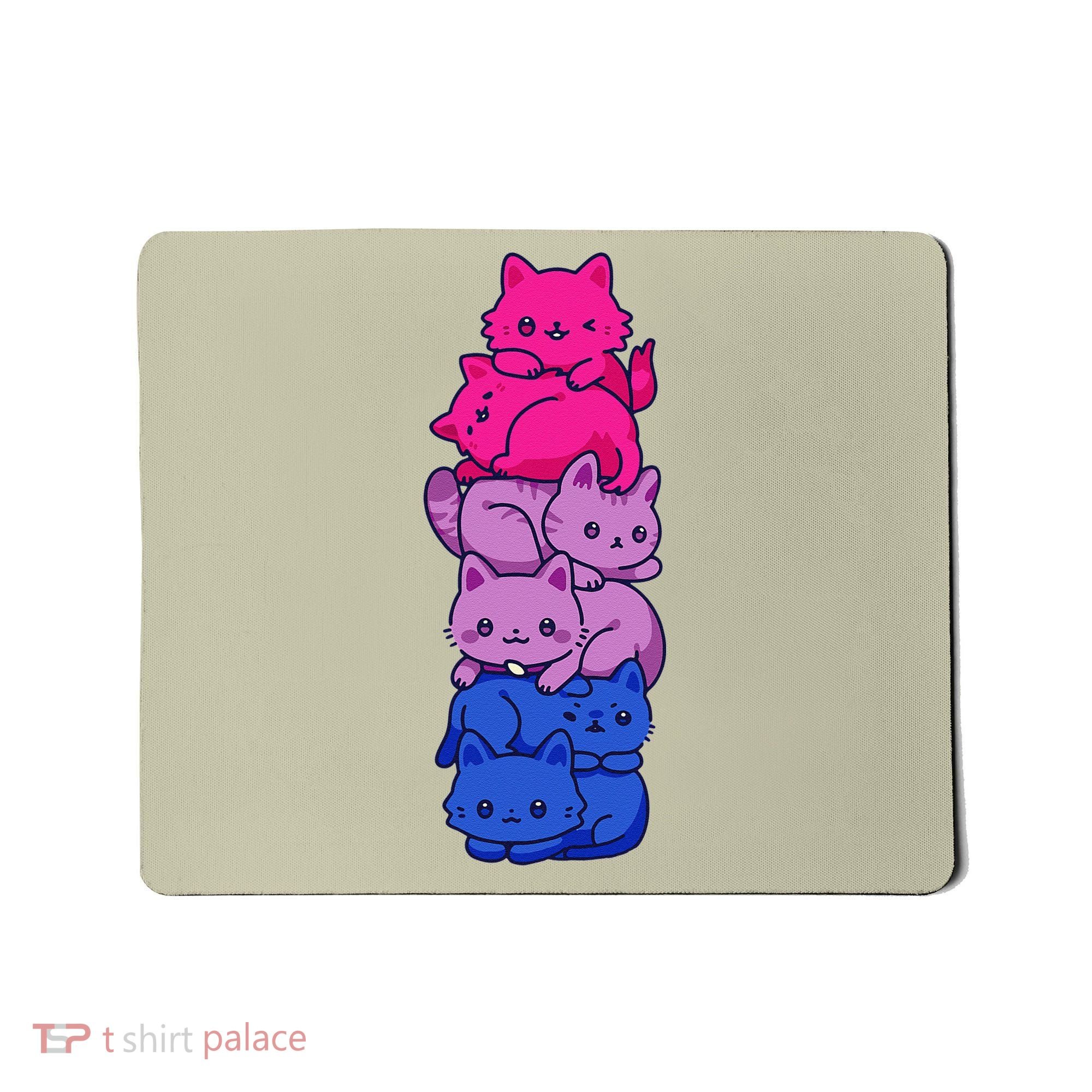 Bi Pride Cat LGBT Bisexual Flag Cute Kawaii Cats Pile Gift Mousepad
