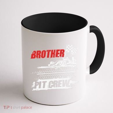 Brother Pit Crew Car Racing Checkered Flag Racer Matching Coffee Mug back