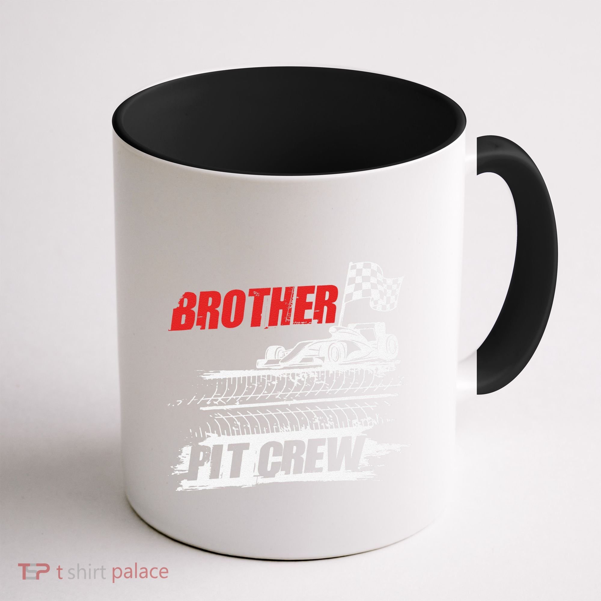 Brother Pit Crew Car Racing Checkered Flag Racer Matching Coffee Mug