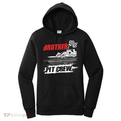 Brother Pit Crew Car Racing Checkered Flag Racer Matching Women's Hoodie