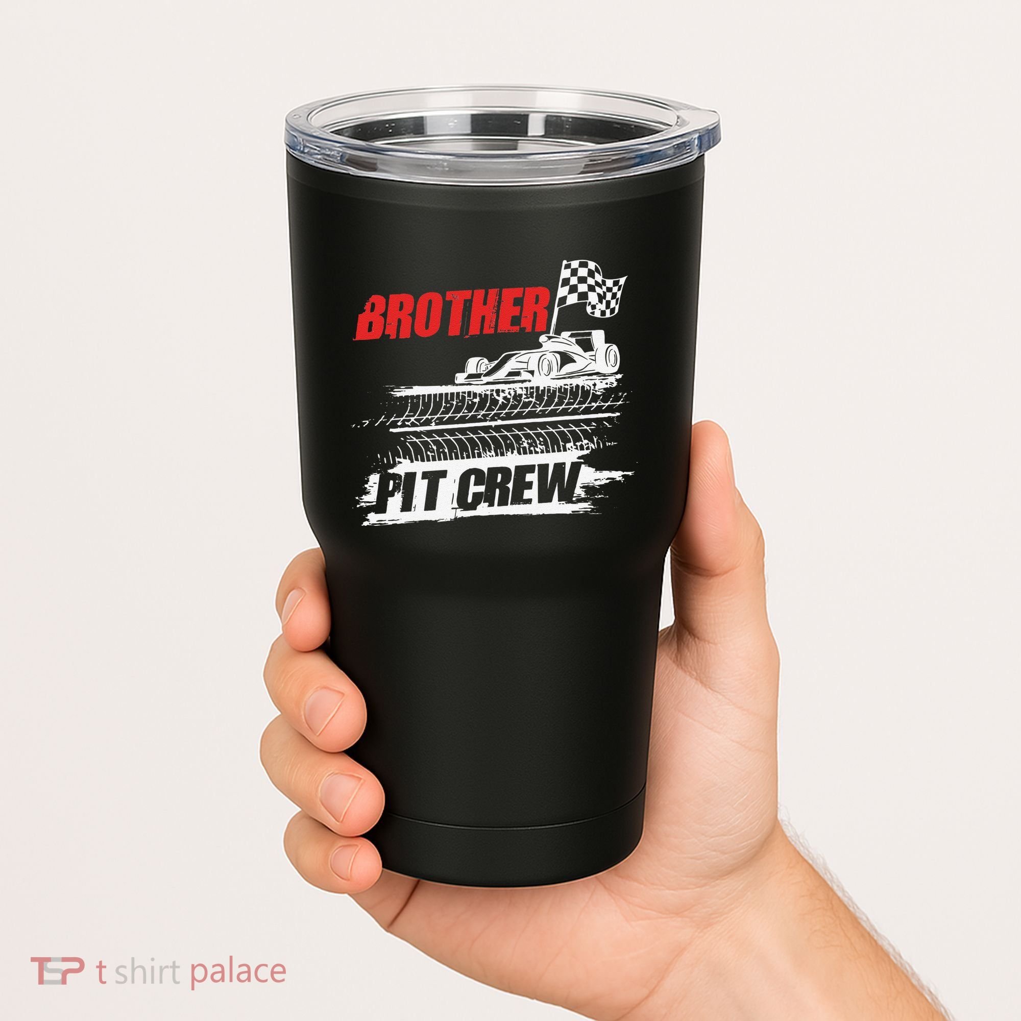 Brother Pit Crew Car Racing Checkered Flag Racer Matching Tumbler