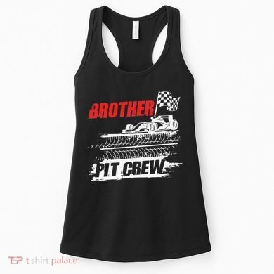 Brother Pit Crew Car Racing Checkered Flag Racer Matching Women's Tank Top