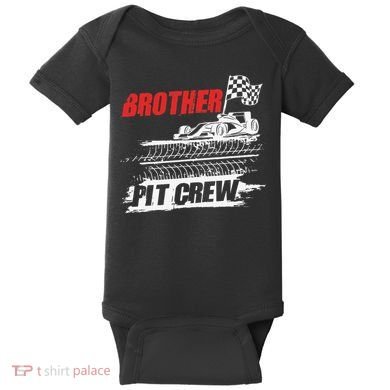 Brother Pit Crew Car Racing Checkered Flag Racer Matching Baby Bodysuit