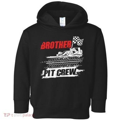 Brother Pit Crew Car Racing Checkered Flag Racer Matching Toddler Hoodie