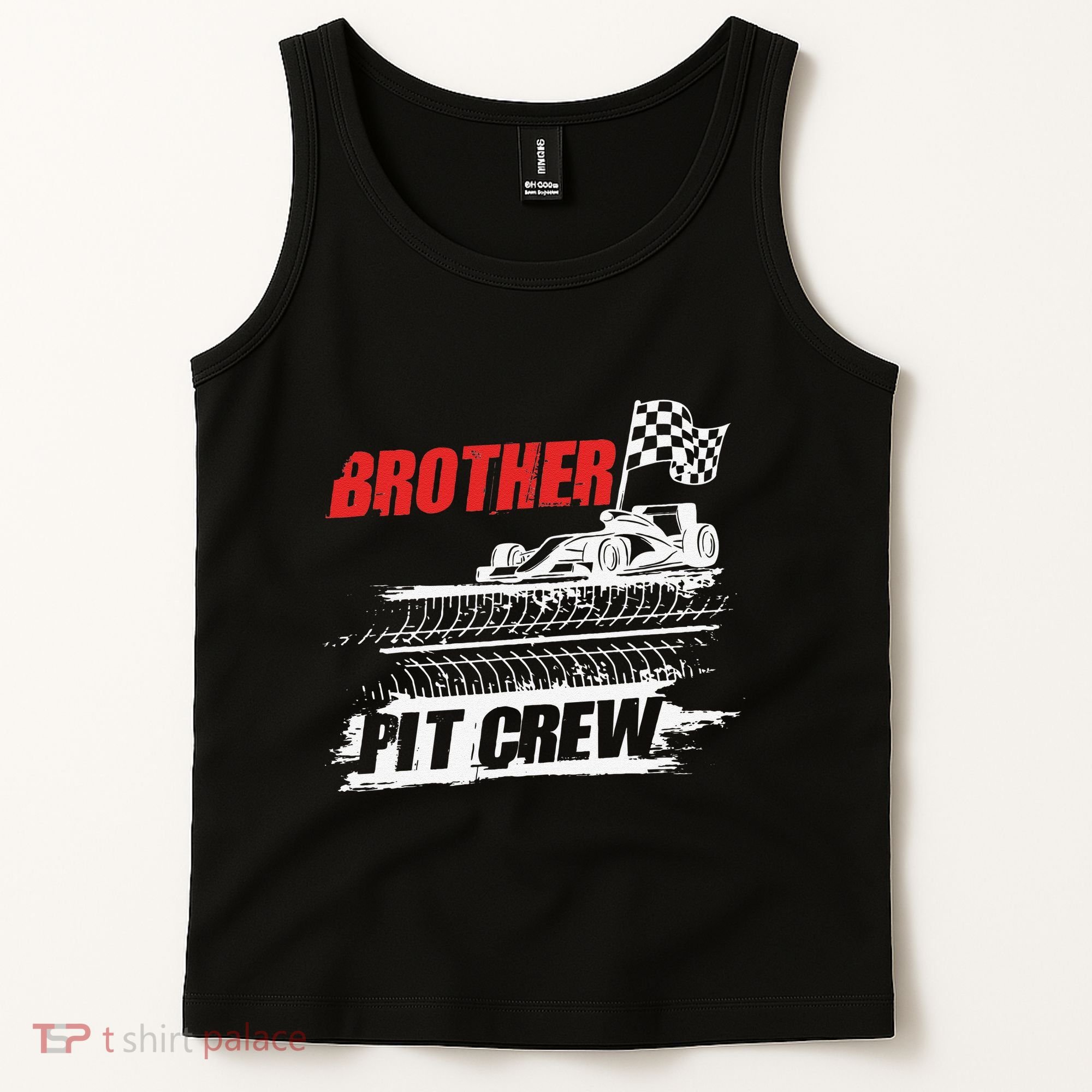 Brother Pit Crew Car Racing Checkered Flag Racer Matching Tank Top