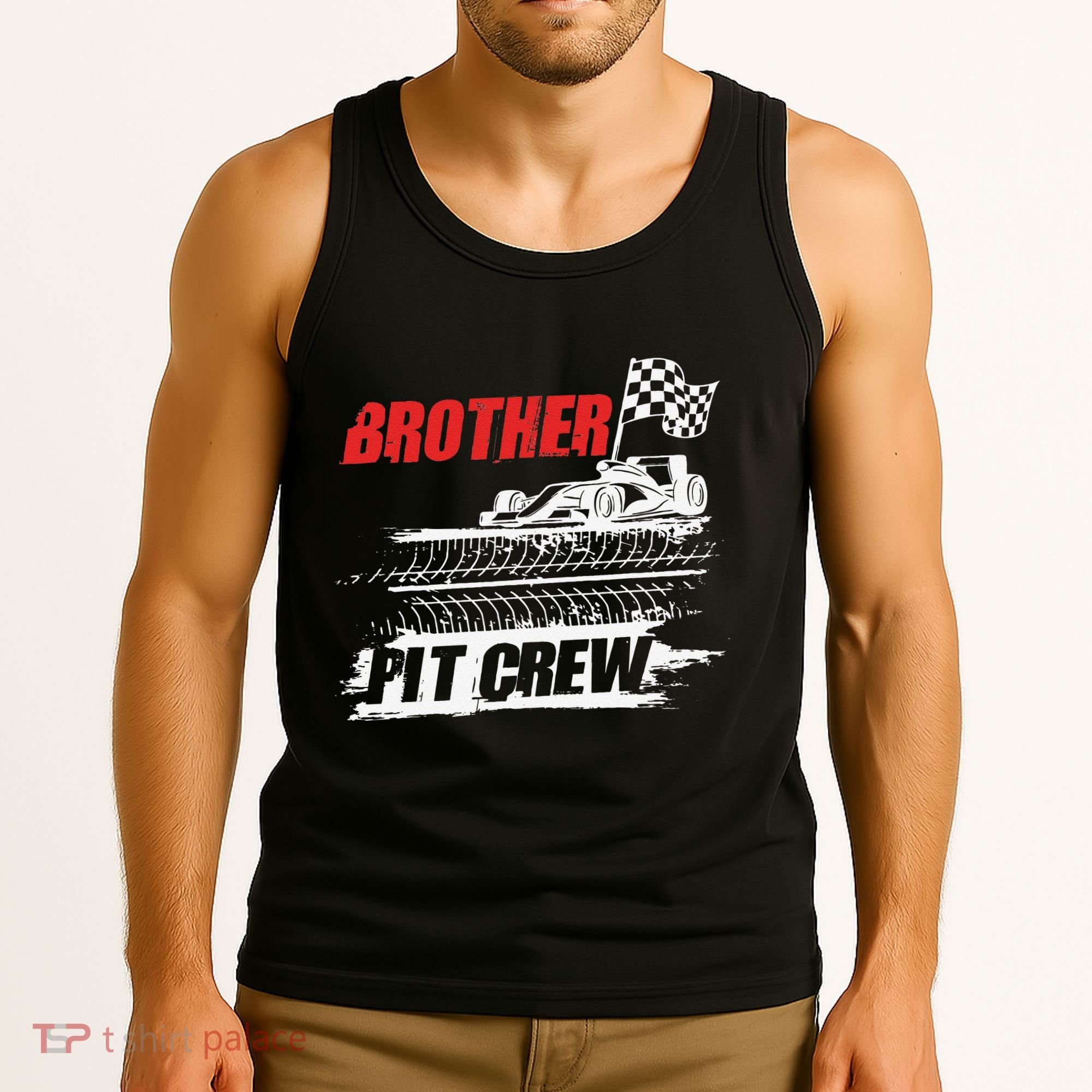 Brother Pit Crew Car Racing Checkered Flag Racer Matching Tank Top
