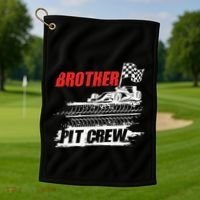 Brother Pit Crew Car Racing Checkered Flag Racer Matching Golf Towel thumb 1