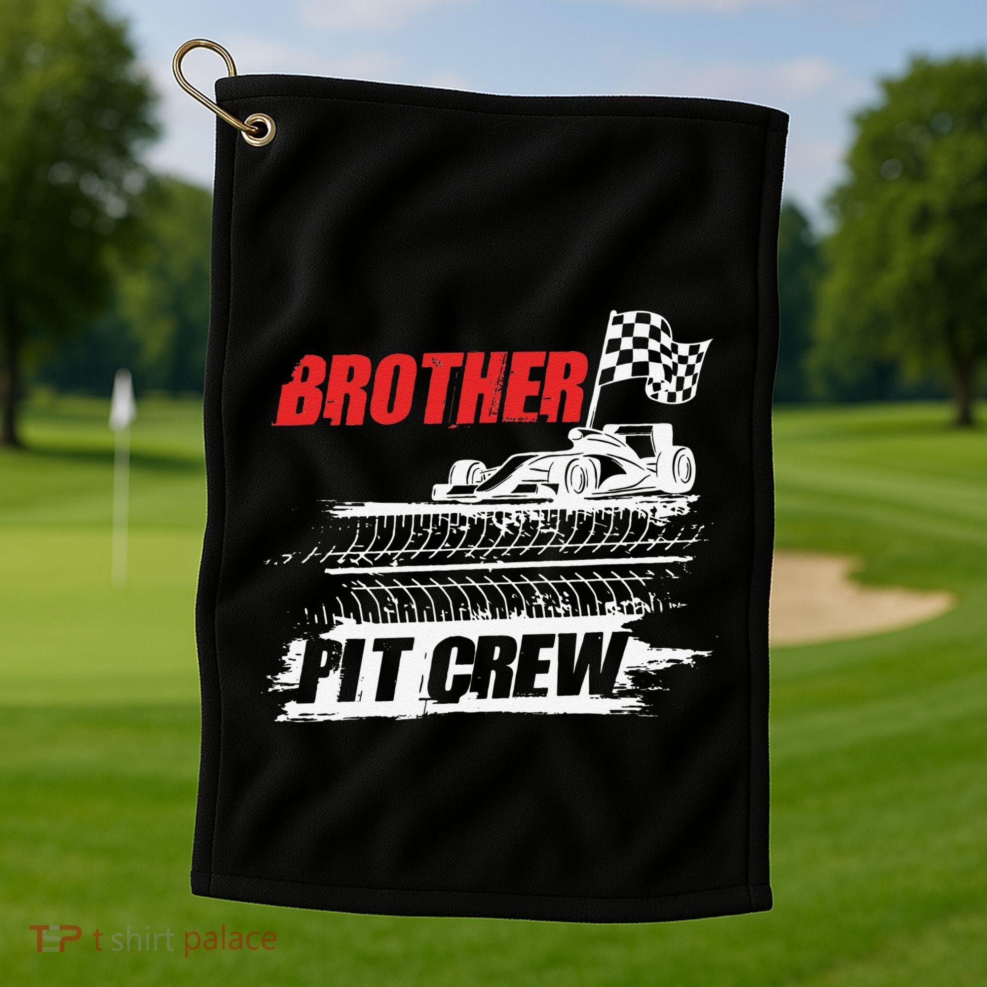 Brother Pit Crew Car Racing Checkered Flag Racer Matching Golf Towel