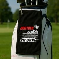 Brother Pit Crew Car Racing Checkered Flag Racer Matching Golf Towel thumb 2
