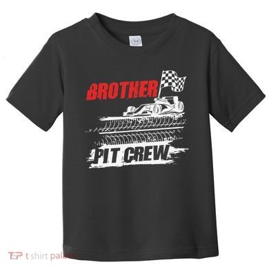 Brother Pit Crew Car Racing Checkered Flag Racer Matching Toddler T-Shirt