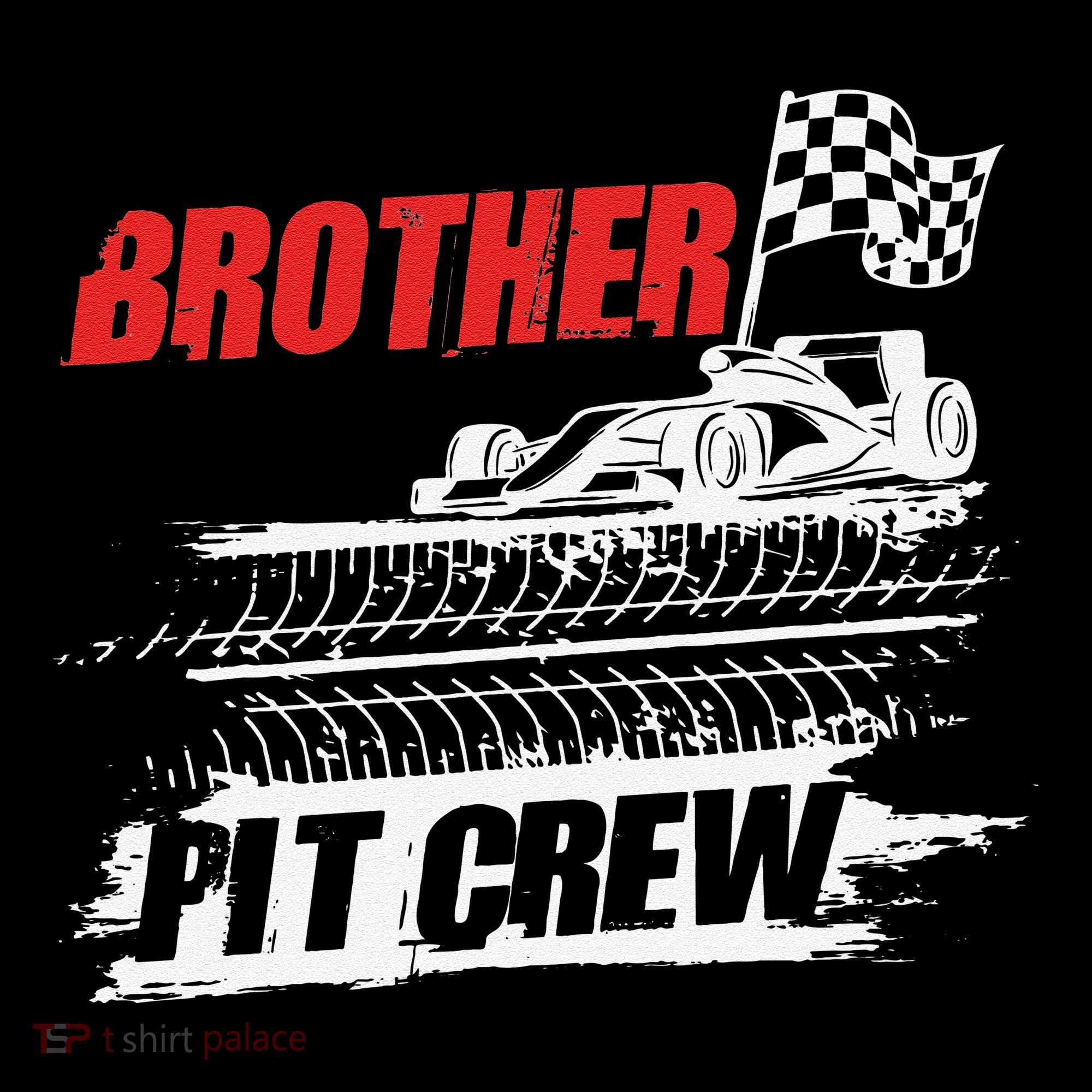 Brother Pit Crew Car Racing Checkered Flag Racer Matching Toddler T-Shirt