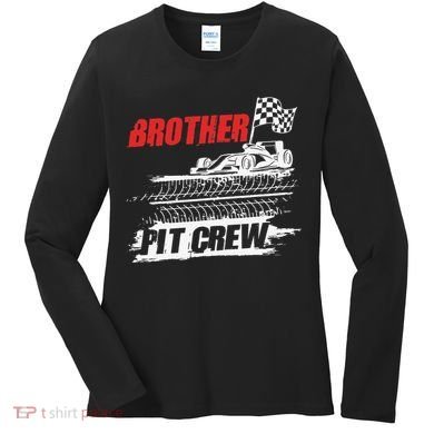 Brother Pit Crew Car Racing Checkered Flag Racer Matching Women's Long Sleeve Shirt