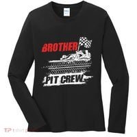 Brother Pit Crew Car Racing Checkered Flag Racer Matching Women's Long Sleeve Shirt thumb 0