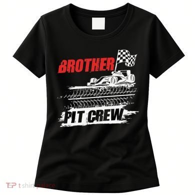 Brother Pit Crew Car Racing Checkered Flag Racer Matching Women's T-Shirt
