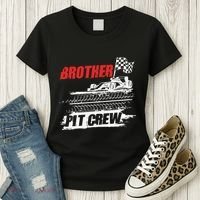 Brother Pit Crew Car Racing Checkered Flag Racer Matching Women's T-Shirt thumb 3
