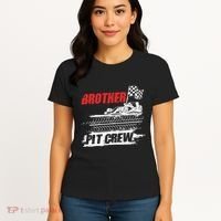 Brother Pit Crew Car Racing Checkered Flag Racer Matching Women's T-Shirt thumb 4