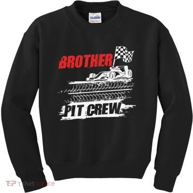 Brother Pit Crew Car Racing Checkered Flag Racer Matching Kids Sweatshirt