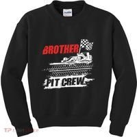 Brother Pit Crew Car Racing Checkered Flag Racer Matching Kids Sweatshirt thumb 0