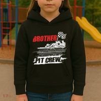Brother Pit Crew Car Racing Checkered Flag Racer Matching Kids Hoodie thumb 3