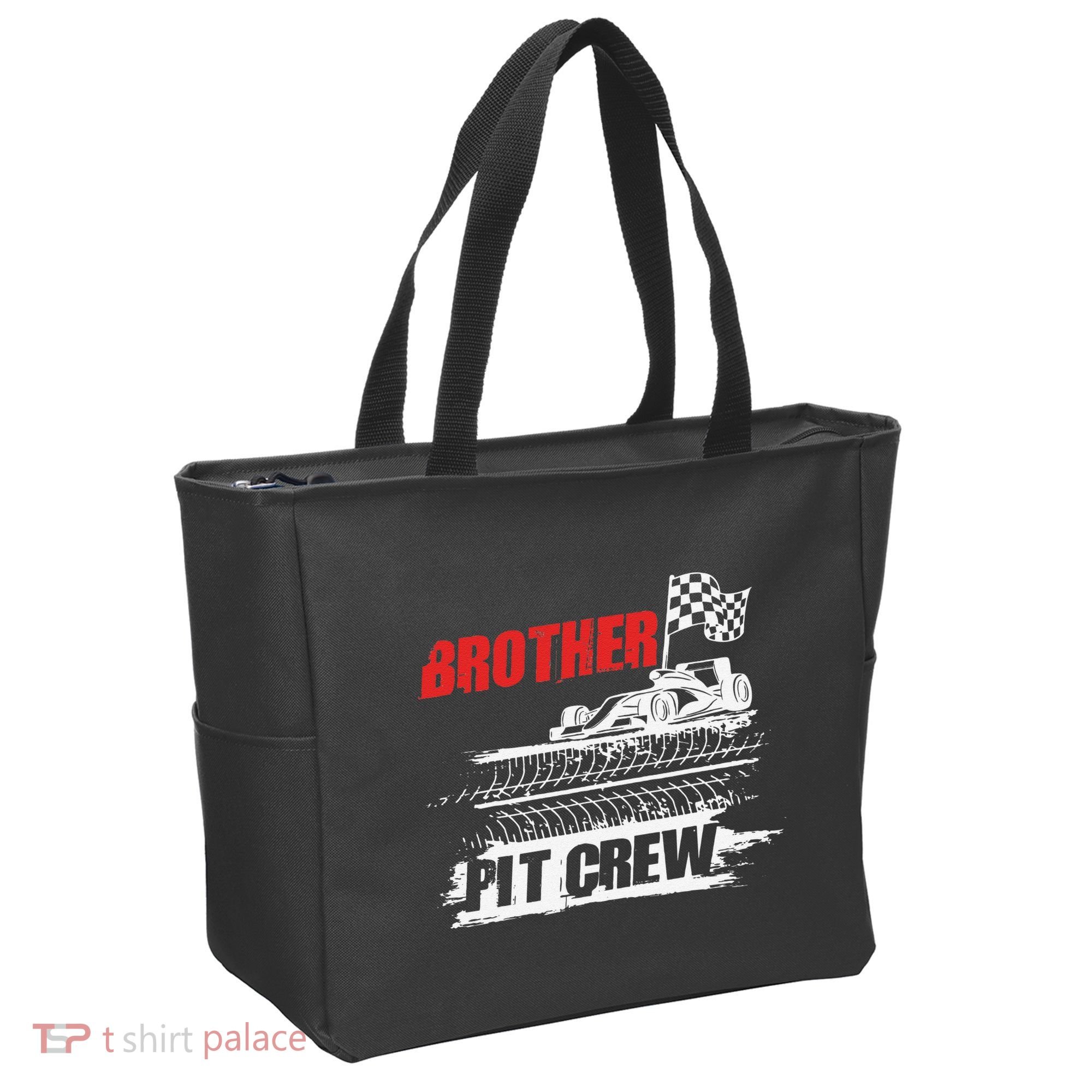 Brother Pit Crew Car Racing Checkered Flag Racer Matching Tote Bag