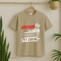 Brother Pit Crew Car Racing Checkered Flag Racer Matching T-Shirt thumb 2