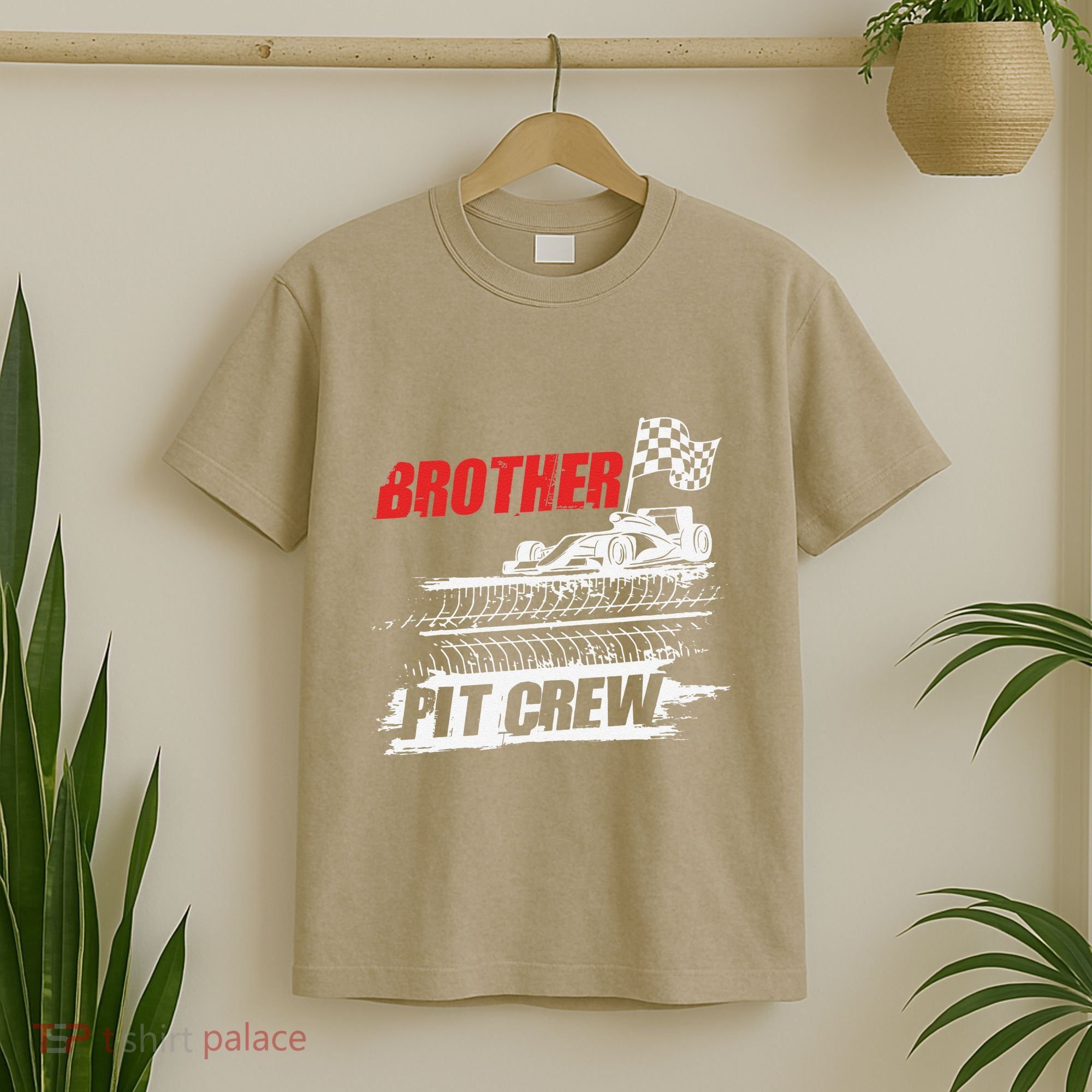 Brother Pit Crew Car Racing Checkered Flag Racer Matching T-Shirt