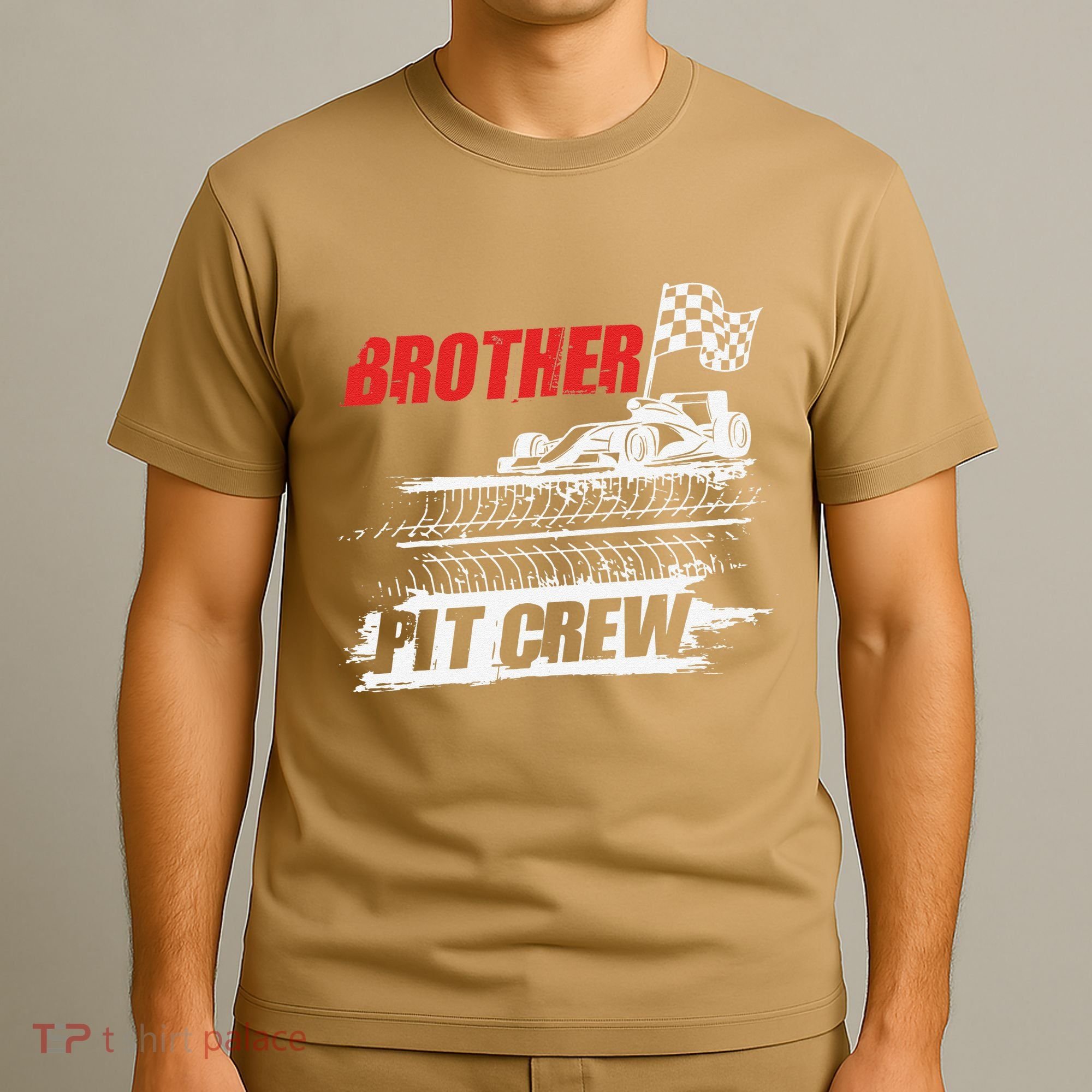 Brother Pit Crew Car Racing Checkered Flag Racer Matching T-Shirt