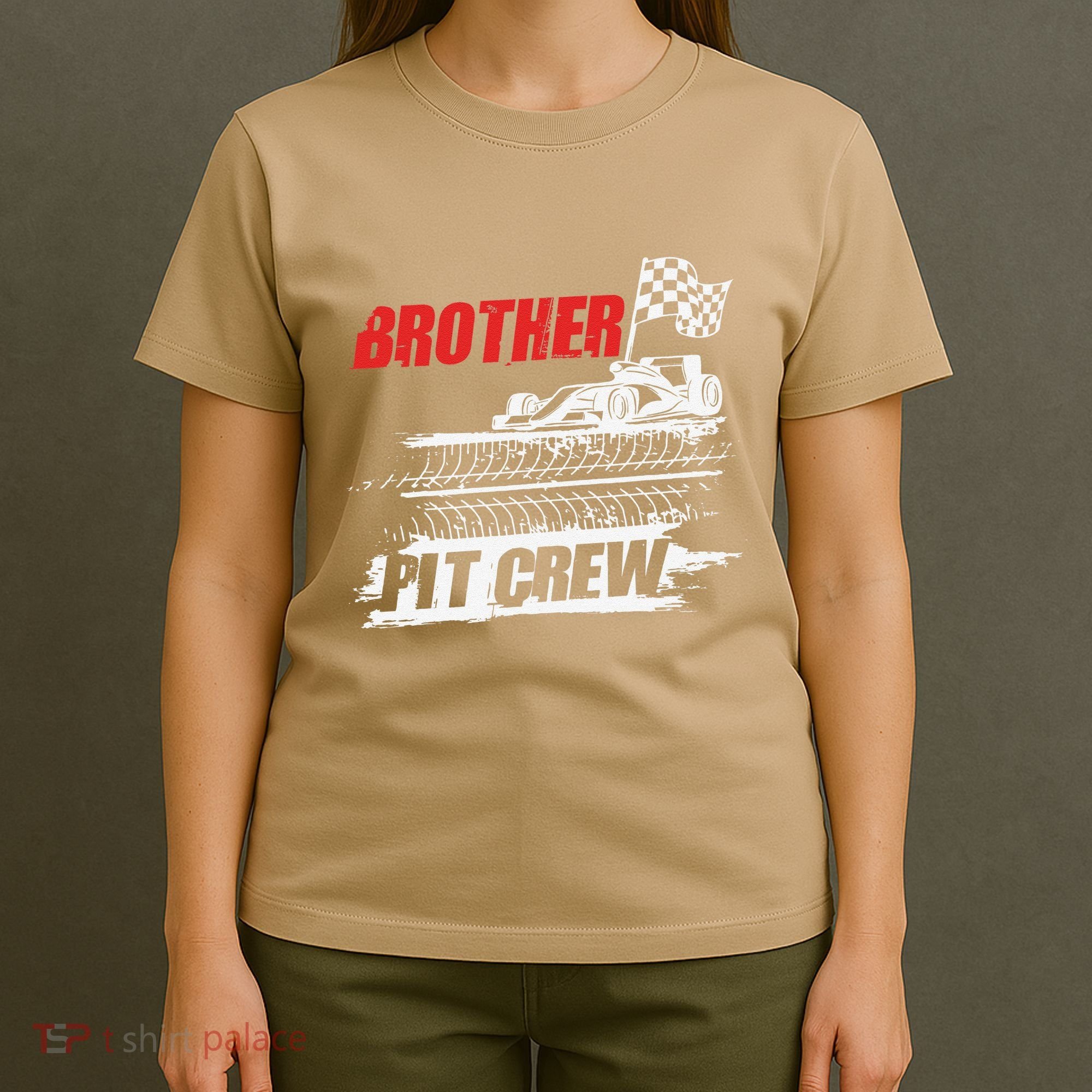 Brother Pit Crew Car Racing Checkered Flag Racer Matching T-Shirt