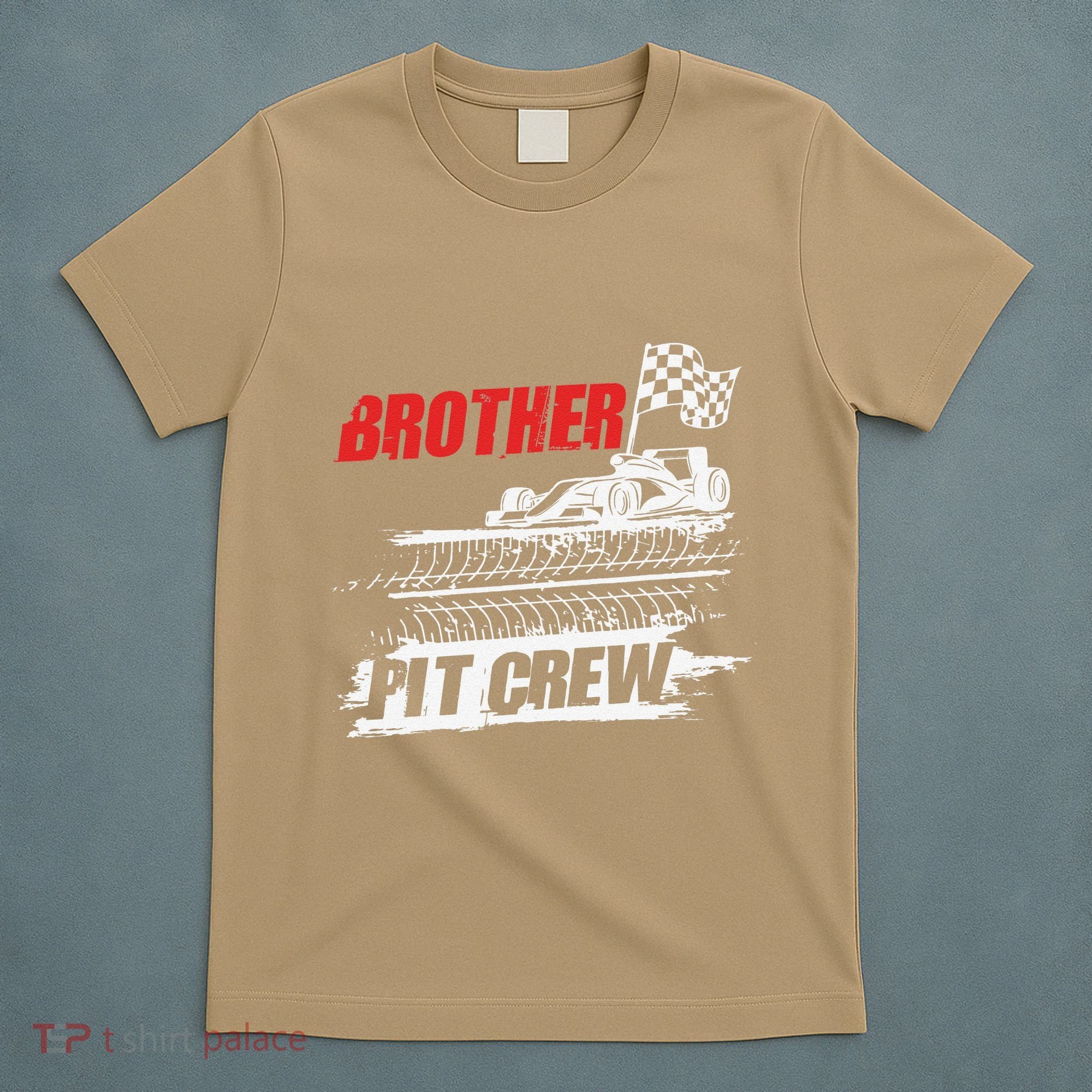 Brother Pit Crew Car Racing Checkered Flag Racer Matching T-Shirt
