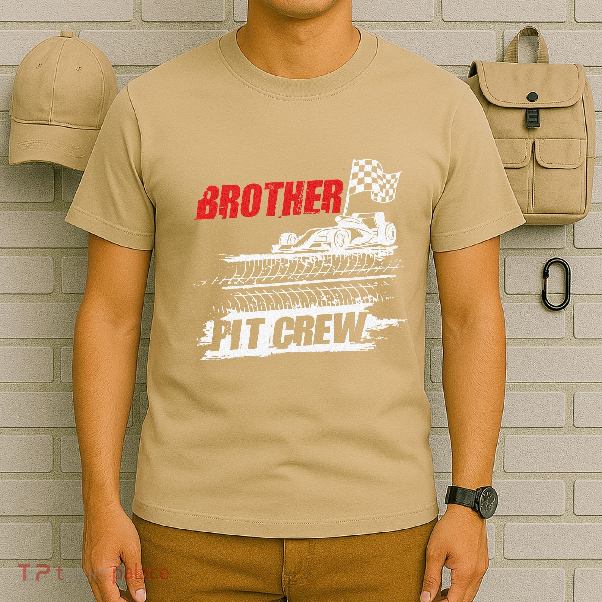 Brother Pit Crew Car Racing Checkered Flag Racer Matching T-Shirt