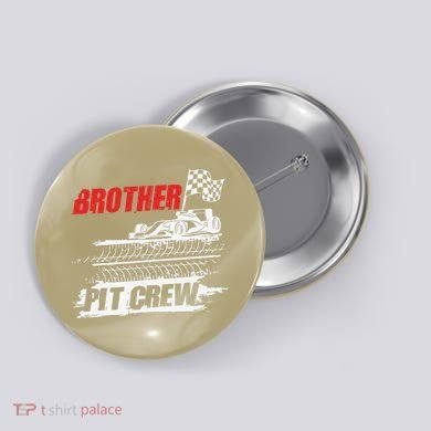 Brother Pit Crew Car Racing Checkered Flag Racer Matching Button
