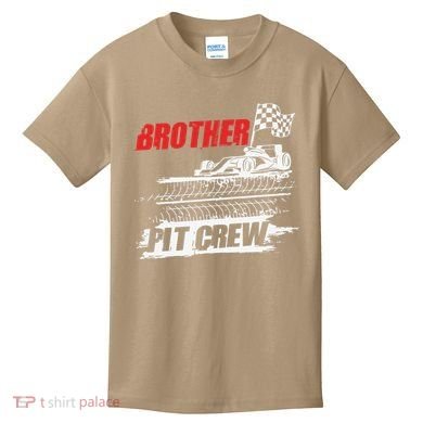 Brother Pit Crew Car Racing Checkered Flag Racer Matching Kids T-Shirt
