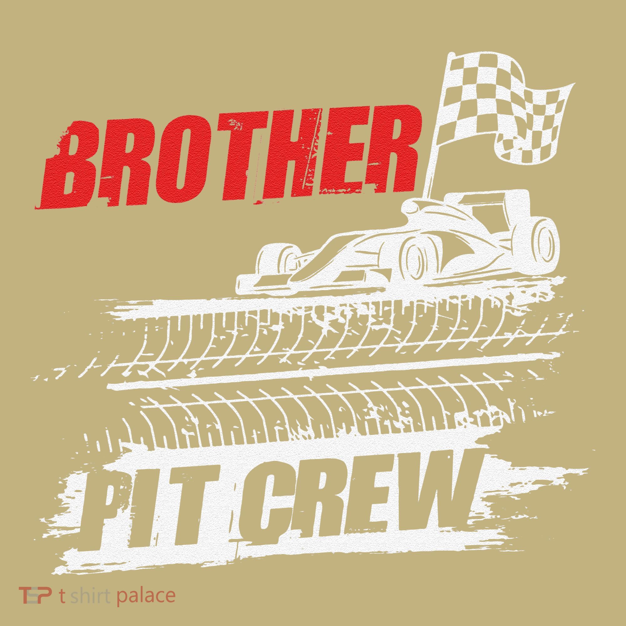 Brother Pit Crew Car Racing Checkered Flag Racer Matching Kids T-Shirt