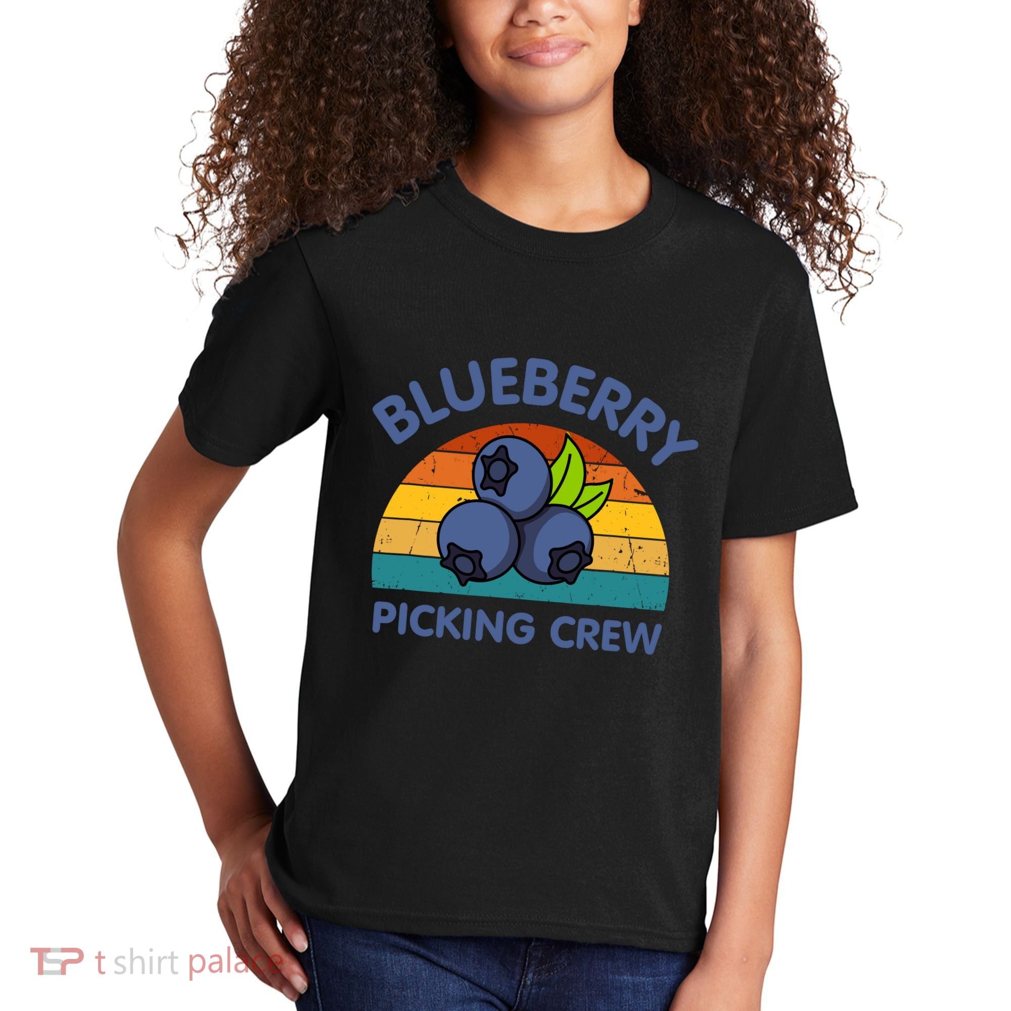 Blueberry Picking Crew Cute Family Blueberries Summer Fruit Kids T-Shirt
