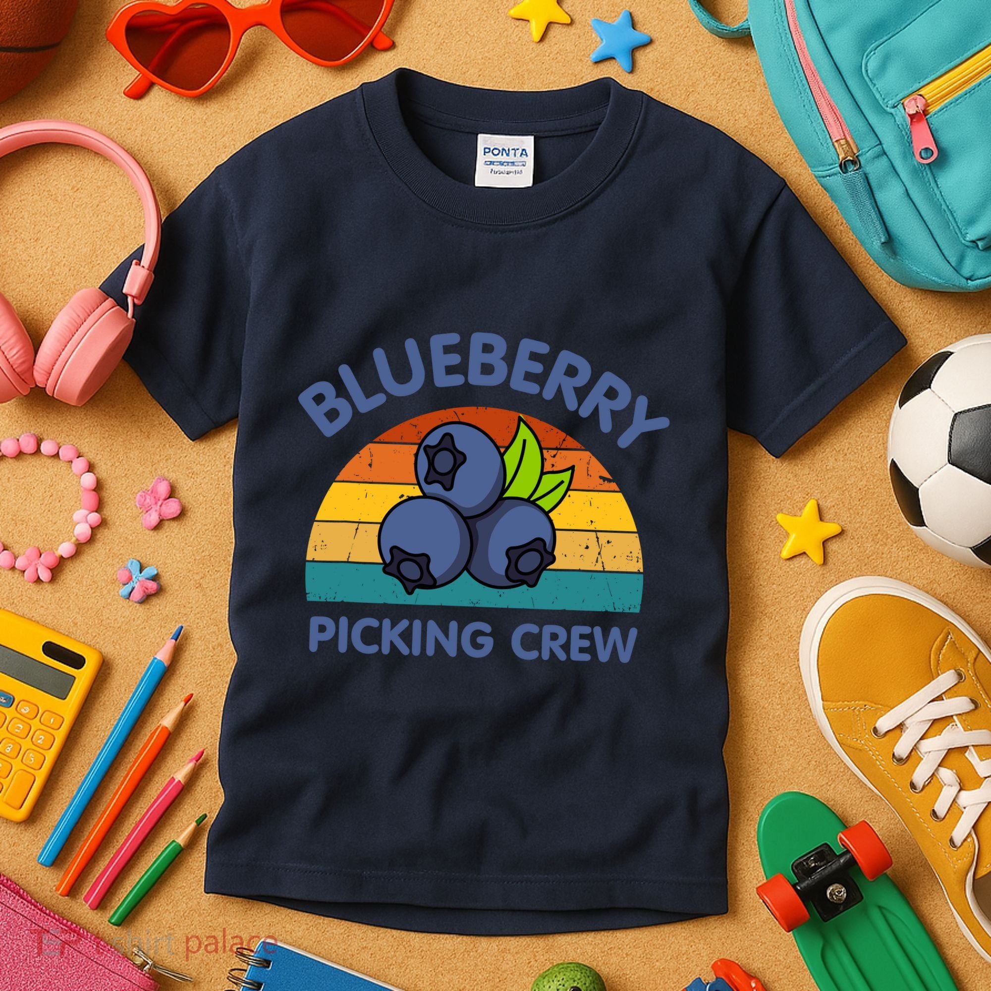 Blueberry Picking Crew Cute Family Blueberries Summer Fruit Kids T-Shirt