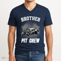 Brother Pit Crew Funny Race Car Birthday Party Racing Family V-Neck T-Shirt thumb 2