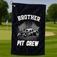 Brother Pit Crew Funny Race Car Birthday Party Racing Family Golf Towel thumb 1