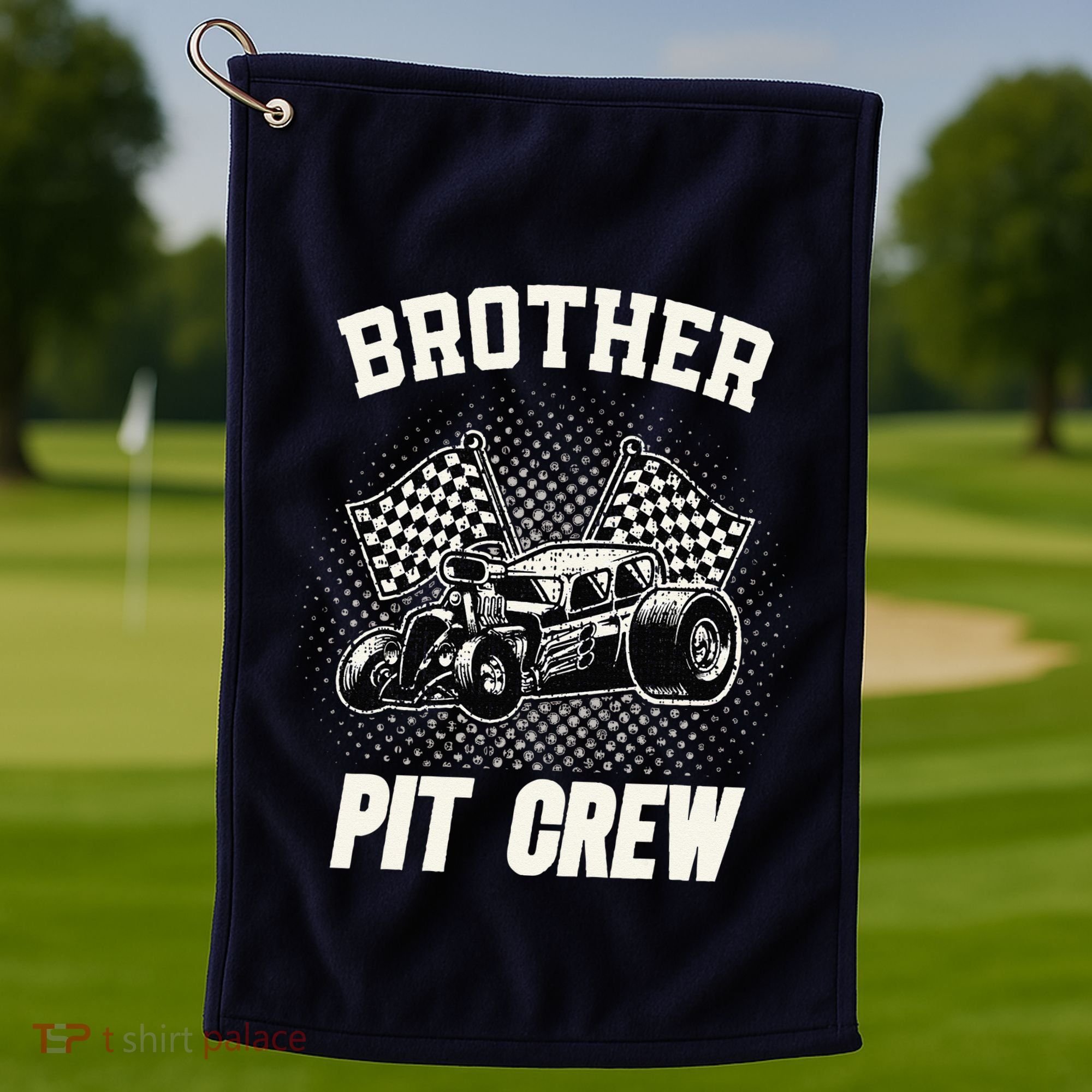 Brother Pit Crew Funny Race Car Birthday Party Racing Family Golf Towel