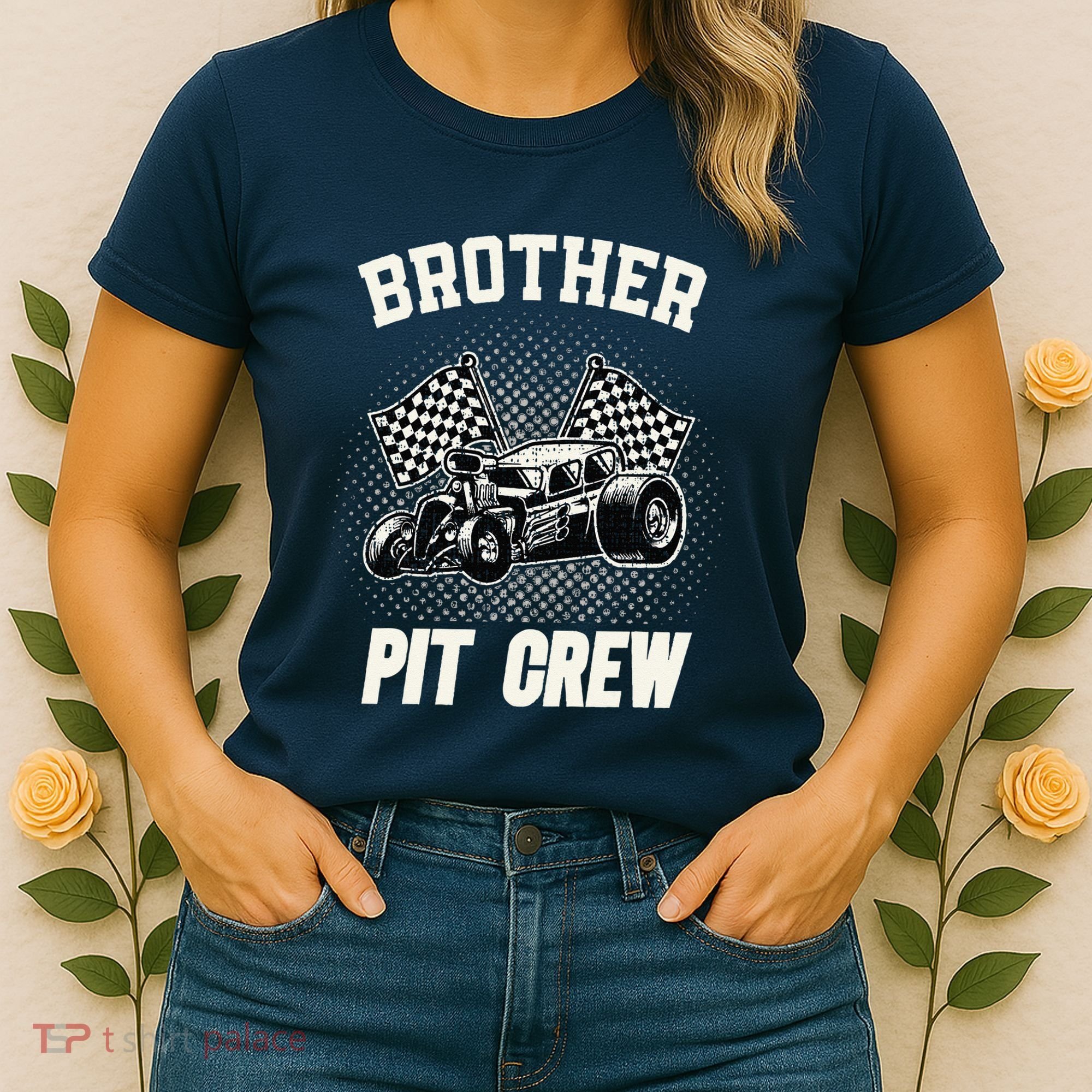 Brother Pit Crew Funny Race Car Birthday Party Racing Family Women's T-Shirt